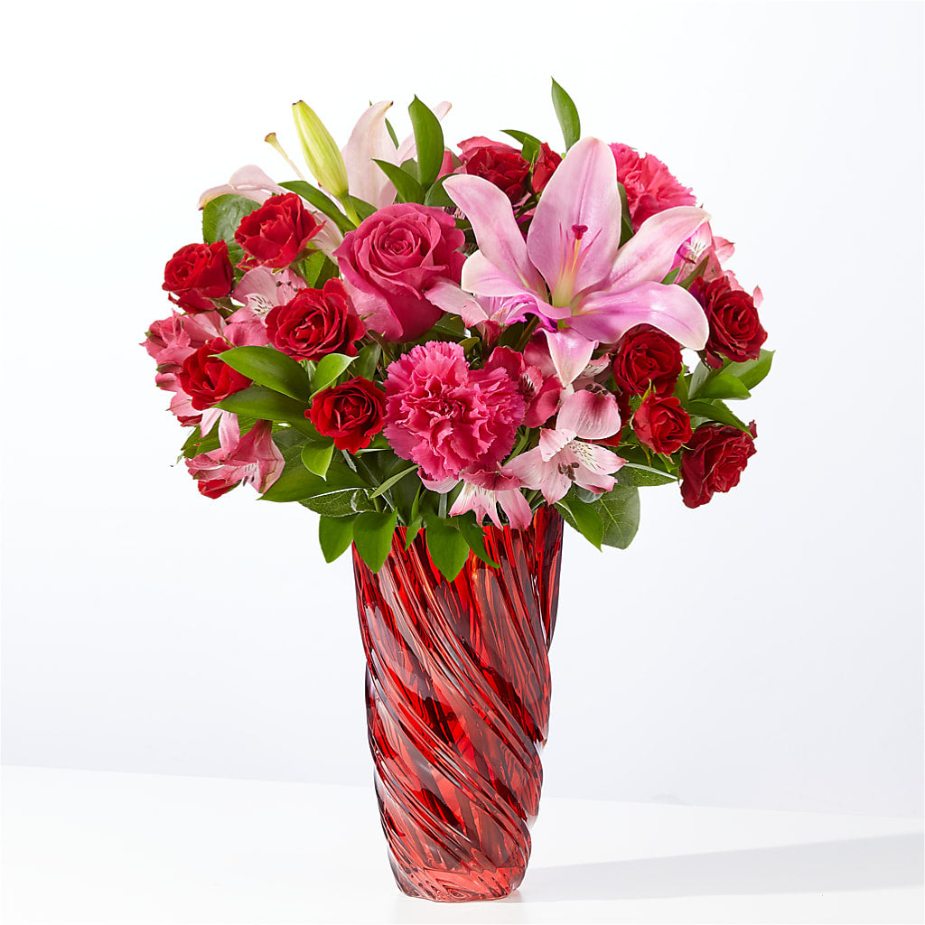 In Love Bouquet with Luxe Swirl Vase – The Flower Garden, Nettleton MS
