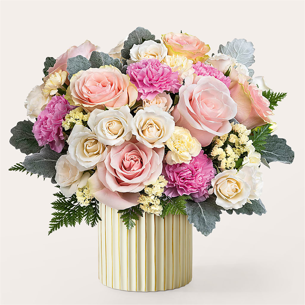 Blissful Moments Bouquet with Ivory Vase – The Flower Garden, Nettleton MS