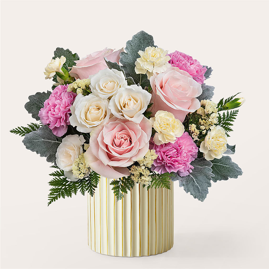 Blissful Moments Bouquet with Ivory Vase – The Flower Garden, Nettleton MS