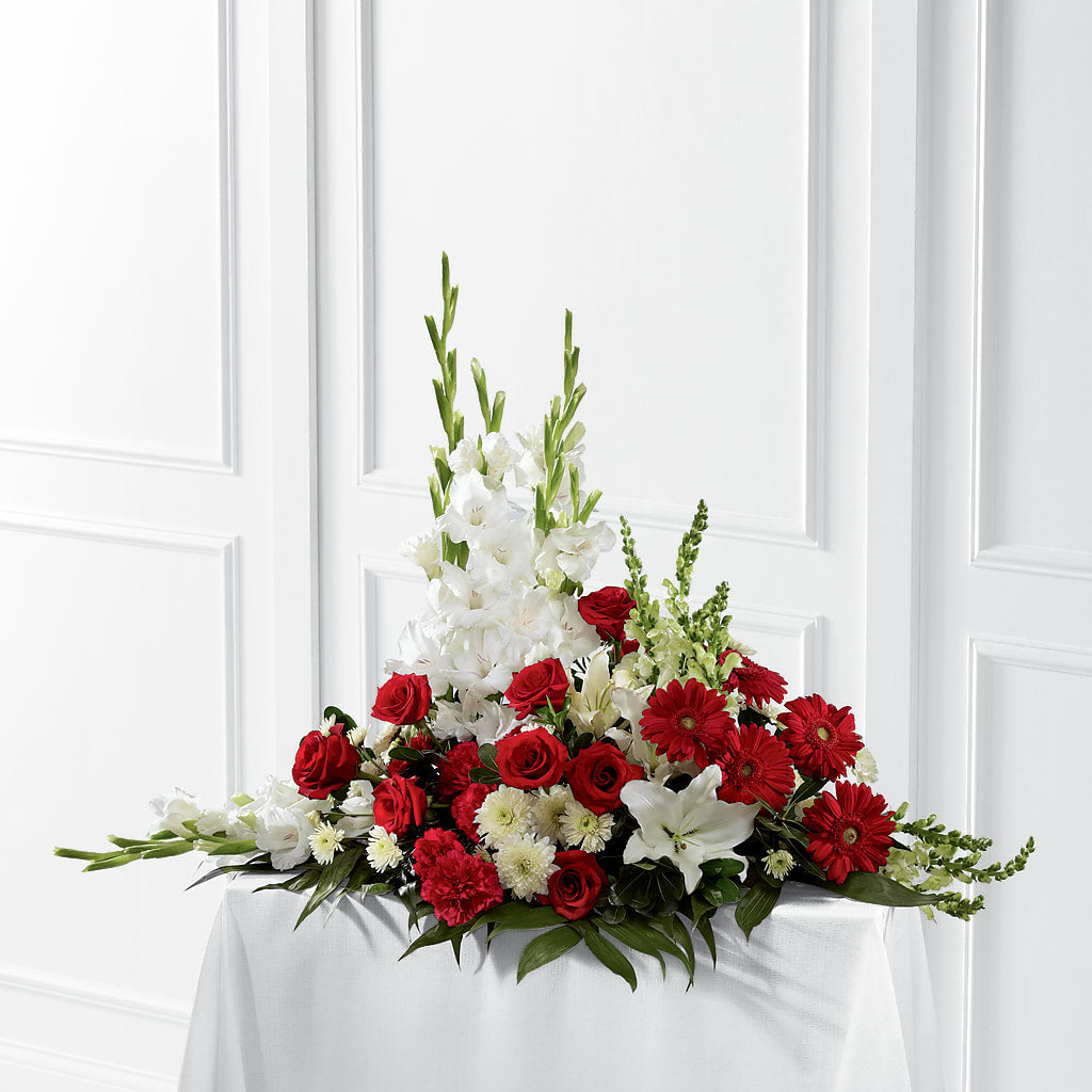 Crimson & White Arrangement – The Flower Garden, Nettleton MS