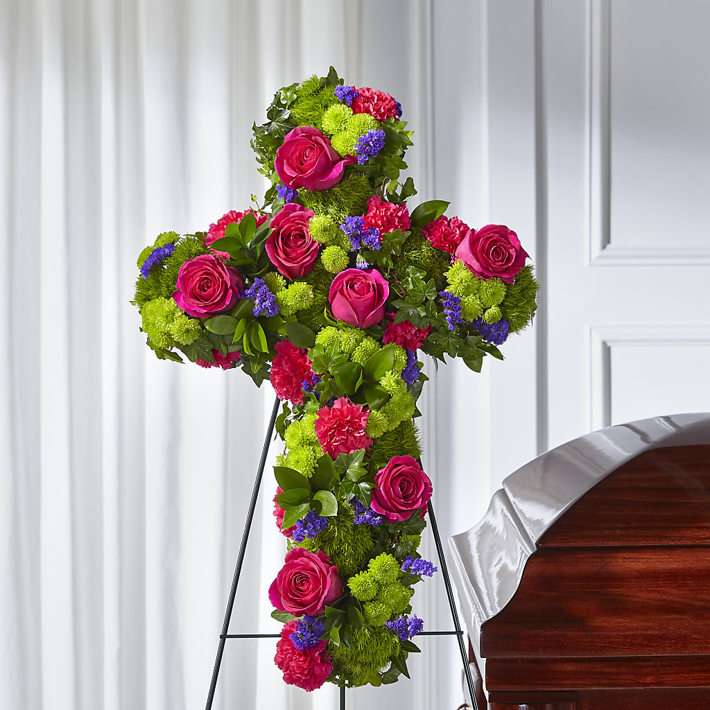 Tribute Rose Floral Cross – The Flower Garden, Nettleton MS