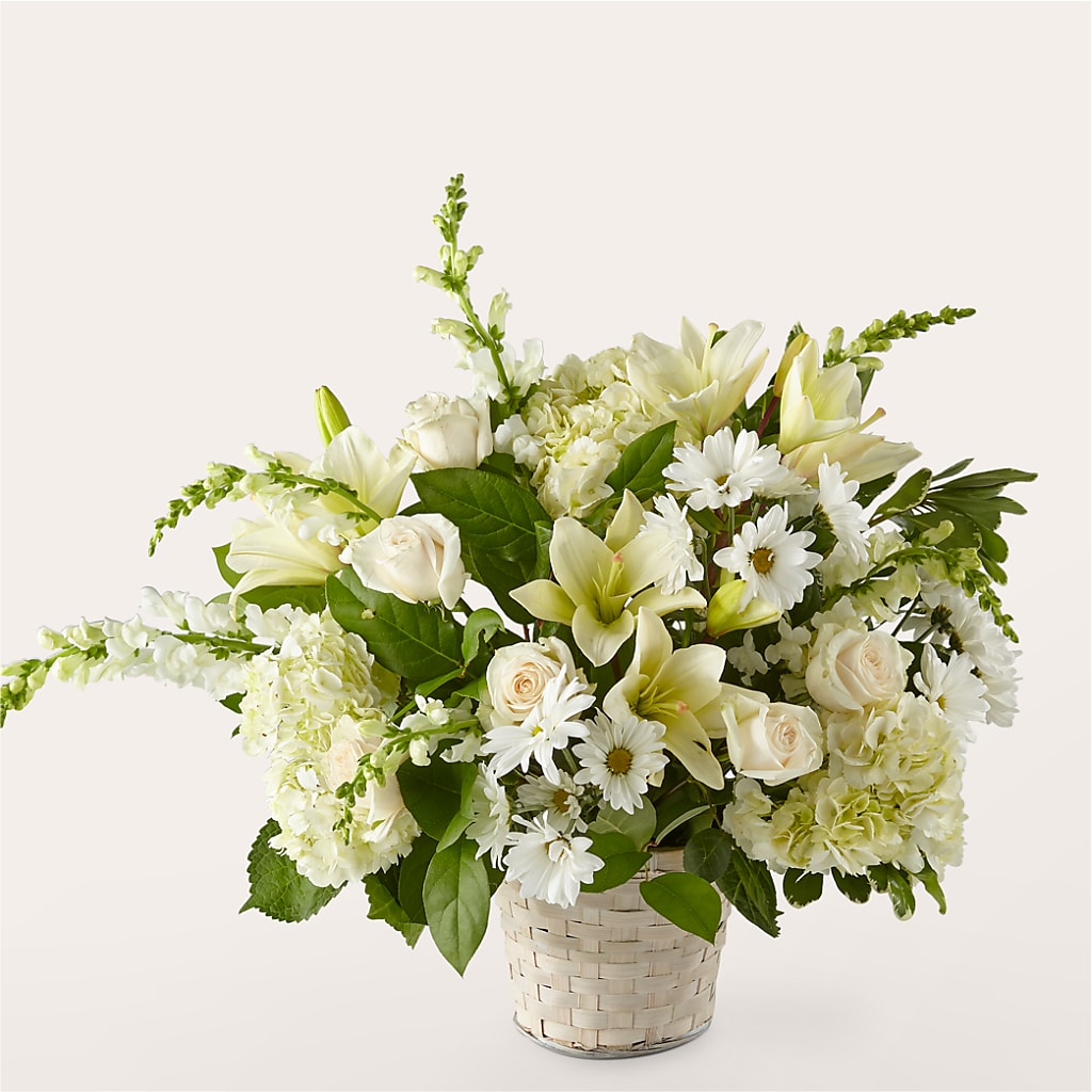 Ivory Elegance Floral Basket – The Flower Garden, Nettleton MS