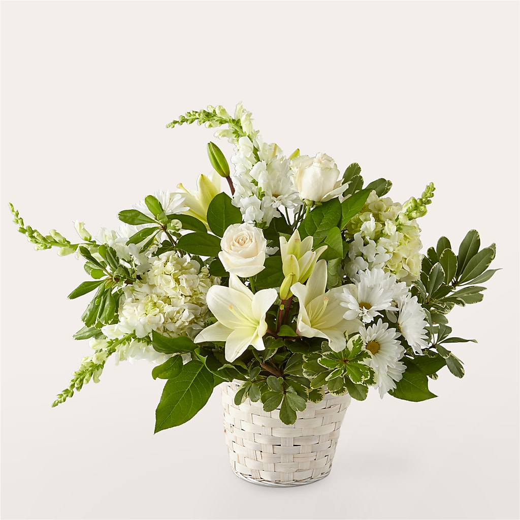 Ivory Elegance Floral Basket – The Flower Garden, Nettleton MS