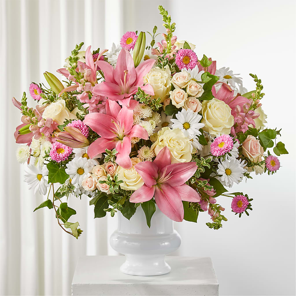 Empathetic Blooms Urn Arrangement – The Flower Garden, Nettleton MS