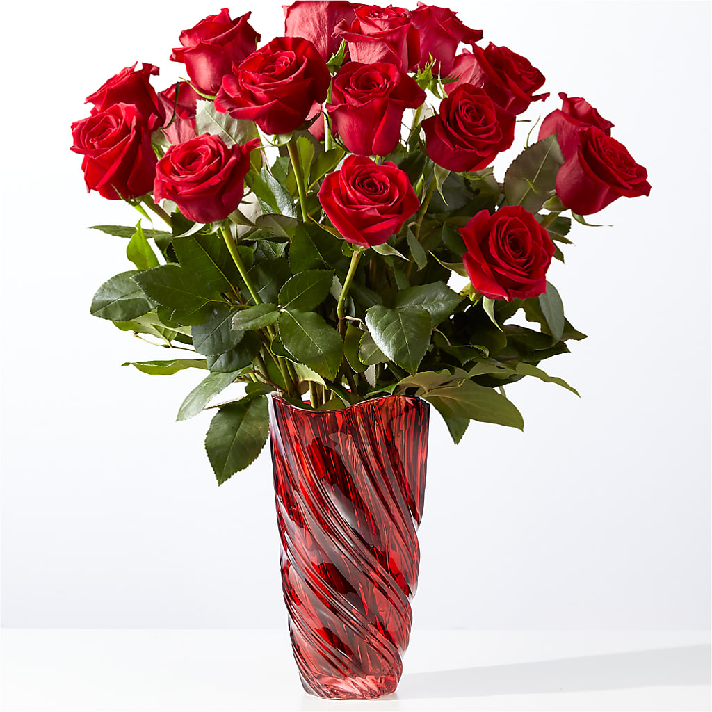 Classic Love Red Rose Bouquet with Luxe Swirl Vase – The Flower Garden, Nettleton MS