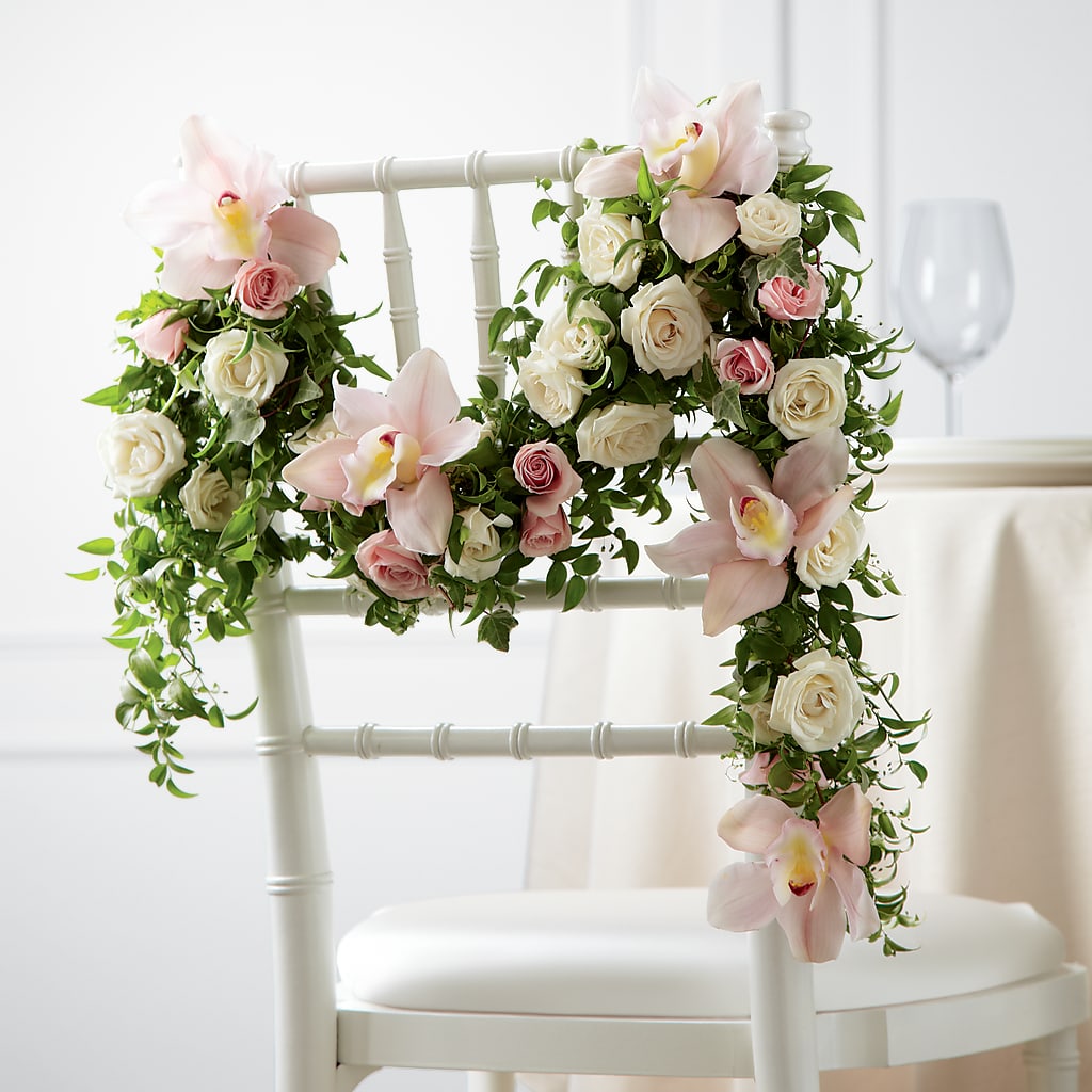 Orchid Rose Chair Décor – The Flower Garden, Nettleton MS