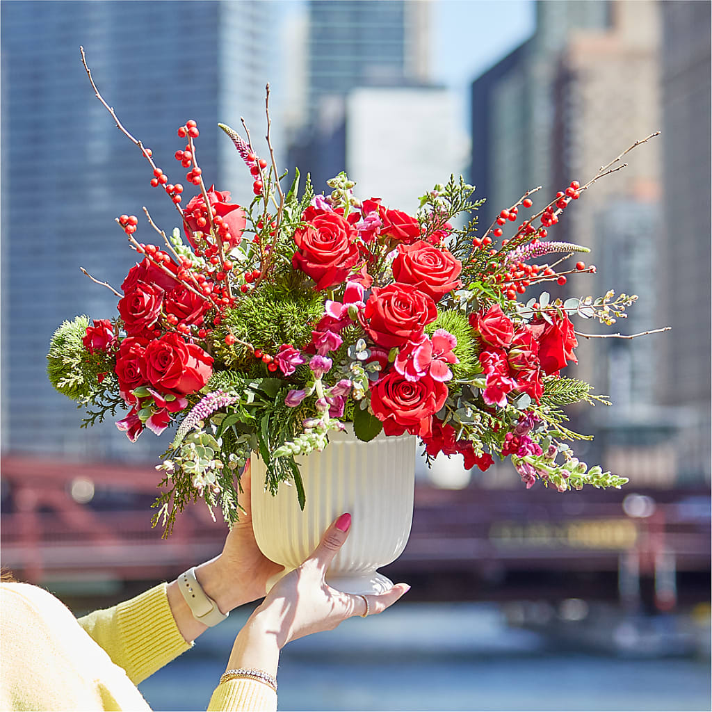 Big Red Bow Bouquet –  The Flower Garden, Nettleton MS