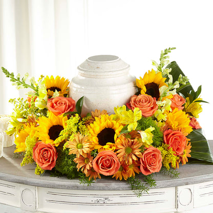 Faithful Sunflower Cremation Adornment –  The Flower Garden, Nettleton MS