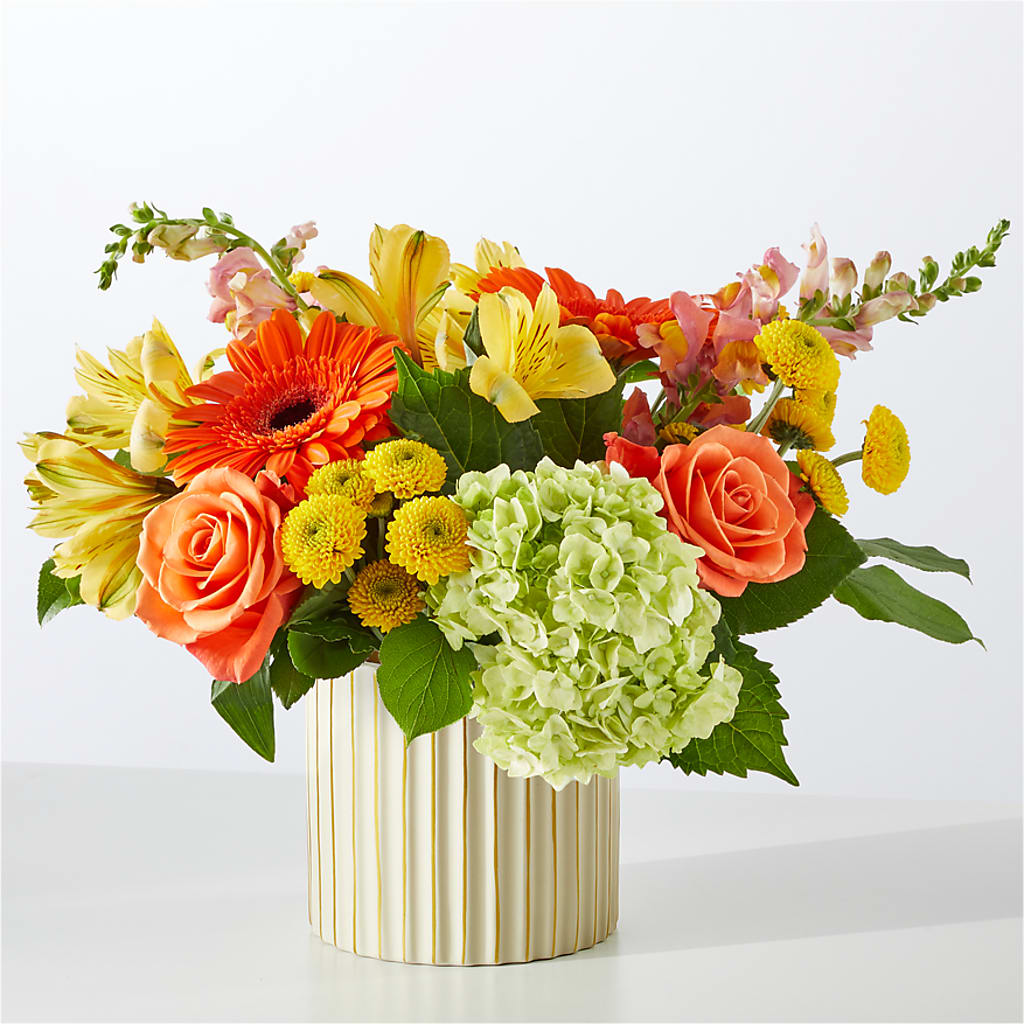 Autumn Sunshine Bouquet with Ivory Vase –  The Flower Garden, Nettleton MS