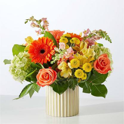 Autumn Sunshine Bouquet with Ivory Vase –  The Flower Garden, Nettleton MS