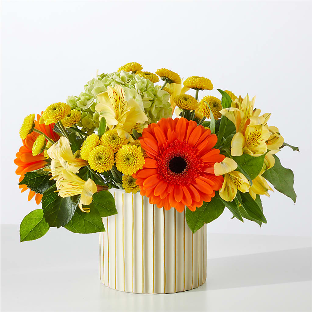Autumn Sunshine Bouquet with Ivory Vase –  The Flower Garden, Nettleton MS