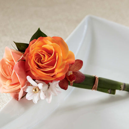 Sunset Dream Boutonniere –  The Flower Garden, Nettleton MS