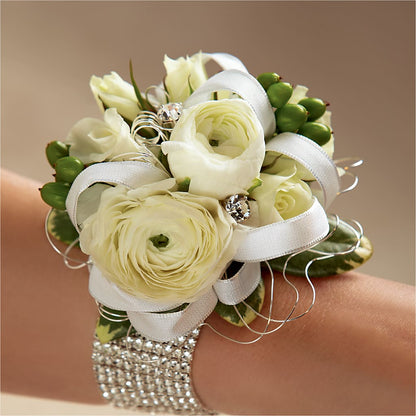 White Wedding Corsage –  The Flower Garden, Nettleton MS