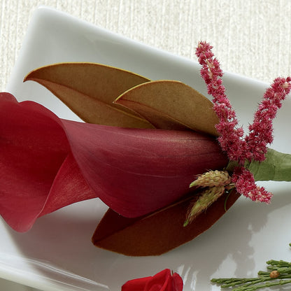 Red Calla Boutonniere –  The Flower Garden, Nettleton MS